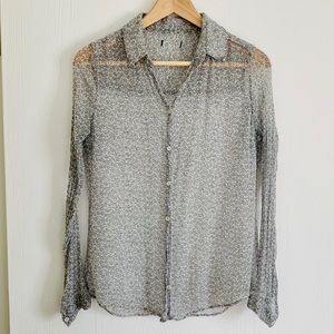 Urban Outfitters sheer crepe gray shirt blouse M/L